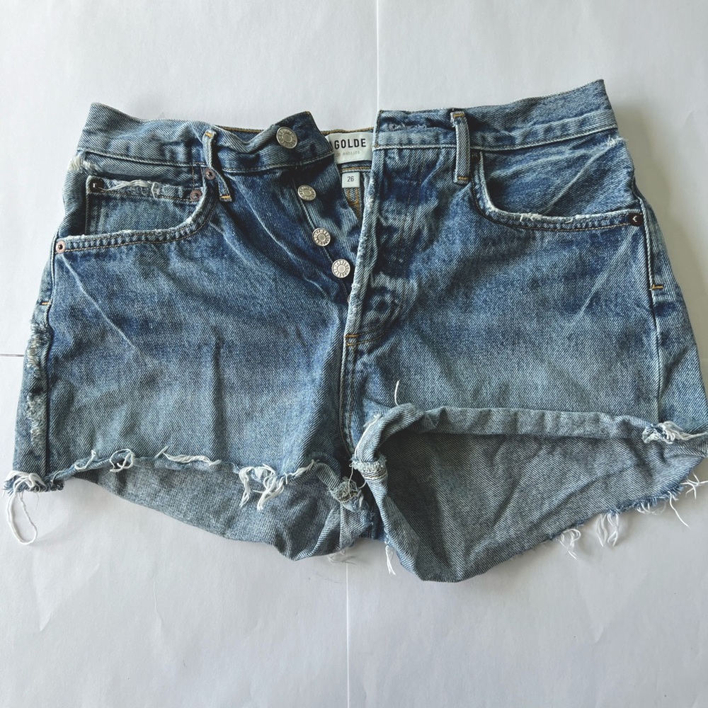 AGOLDE denim button up shorts